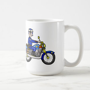 Kaukasische Motorrad-Polizist-Tasse fertigen es Kaffeetasse