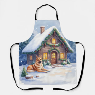 Kaukasischer Schäferhund Berghütte Weihnachten Schürze