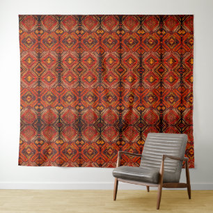 Kaukasisches Teppichdesign in warmen Farben  Wandteppich
