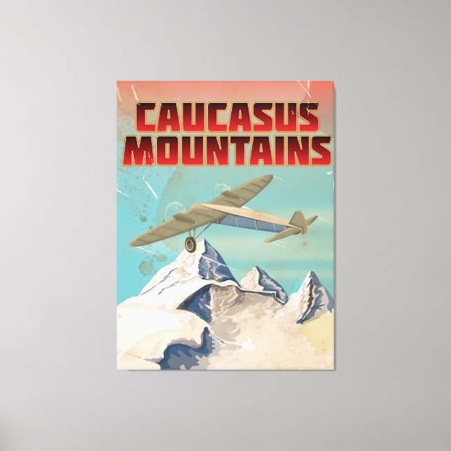 Kaukasusgebirge Vintage Reiseplakat Leinwanddruck (Vorderseite)
