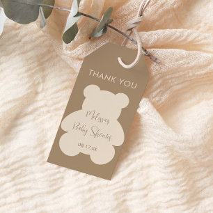 Kaum Erwarten Beige Baby Shower Danke Geschenkanhänger
