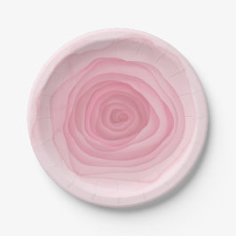 Kaum rosafarbene, farbige Rose in subtilen Rosa Pappteller