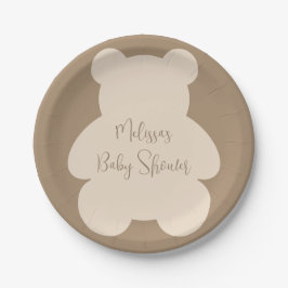 Kaum warten Beiger Teddy Bär Babyparty Pappteller