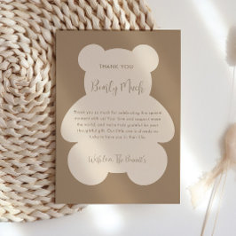 Kaum Warten Beiger Teddybär Babyparty Dankeskarte