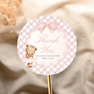 Kaum Warten Eleganter Bär Baby Shower Runder Aufkleber