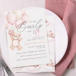 Kaum warten Teddygirl Baby-Party Einladung