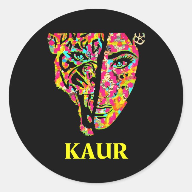 Kaur Sherni LionSardarni Sikh Punjabi Empowert Runder Aufkleber (Vorderseite)