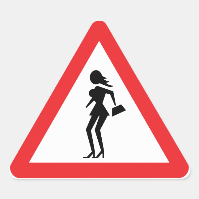 Kautionsprostitut (Attenzione Prostitute) Dreieckiger Aufkleber (Vorderseite)
