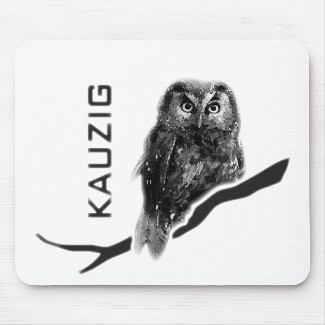 Kauz Eule Uhu käuzchen owl bird kauzig Mousepad (Vorne)