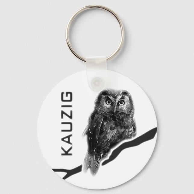 Kauz Eule Uhu käuzchen owl vogel kauzig Schlüsselanhänger (Vorderseite)