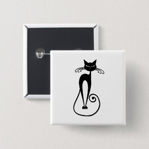 Kauzige schlanke schwarze Katze Button