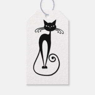Kauzige schlanke schwarze Katze Geschenkanhänger