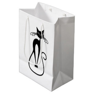 Kauzige schlanke schwarze Katze Mittlere Geschenktüte