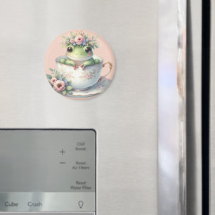 Kauziger Frosch in floraler Teetasse Magnet