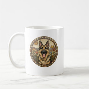 Kauziger Wachhund: Deutsche Schafherde Naive Kunst Kaffeetasse