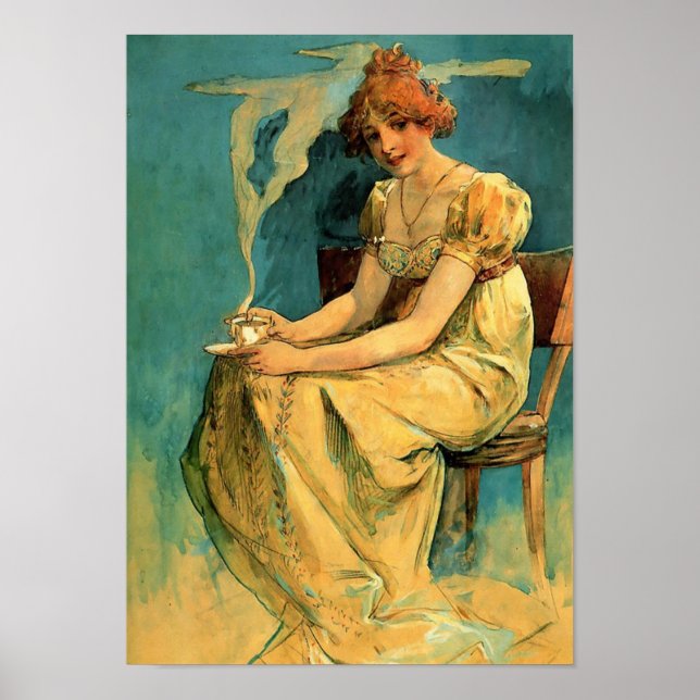 Kava von Alphonse (Alfons) Mucha Poster (Vorne)