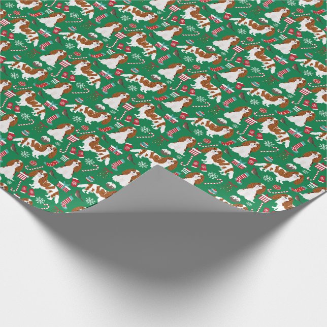 Kavalier König Charles Spaniens Blenheim Weihnacht Geschenkpapier (Ecke)