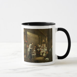 Kavaliere und Begleiter, die in einer Scheune Tasse