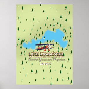 Kawaguchi Fujikawaguchiko & Minobu Japan Karte Poster