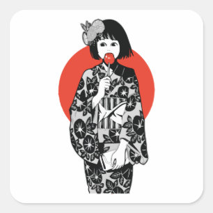 Kawai Kimono Girl Sticker