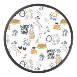 Kawai Pet Lover Niedliches nahtloses Muster Eishockey Puck