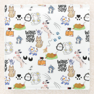 Kawai Pet Lover Niedliches nahtloses Muster Glasuntersetzer