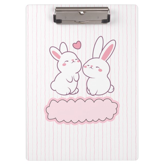 Kawai-Pink-Kaninchen-Zwischenwand Klemmbrett (Vorderseite)