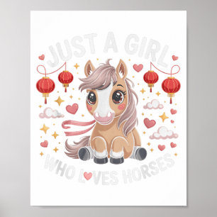 Kawaii 2026 Einfach Mädchen, das Pferdeglück Dame  Poster