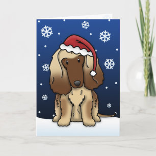 Kawaii Afghan Hound Weihnachtskarte Feiertagskarte