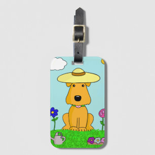 Kawaii Airedale Hündchen im Garten-Gepäckanhänger Gepäckanhänger