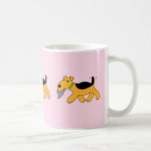 Kawaii Airedale-Terrier-Hund mit einer Hut-Tasse Kaffeetasse