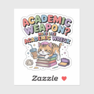Kawaii-Akademischer-Burnout-Katze – Akademische Wa Aufkleber