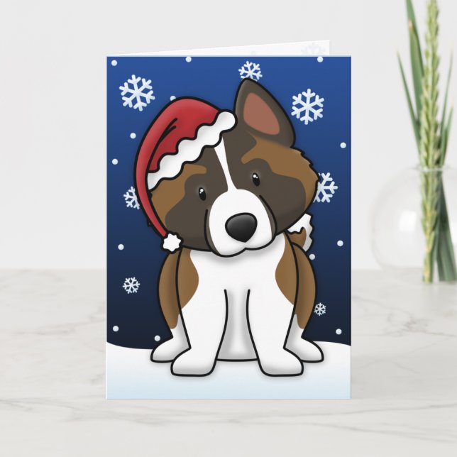 Kawaii Akita Weihnachtskarte Feiertagskarte (Vorderseite)