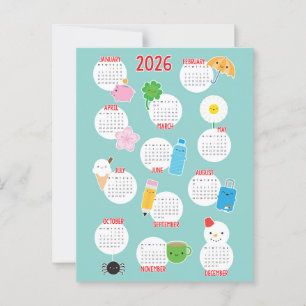 Kawaii Alltag 2026 Kalender Postkarte
