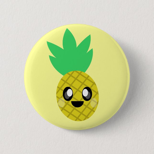 kawaii Ananas Frucht Gesicht so niedlich Button (Vorderseite)