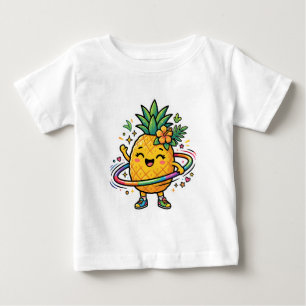 Kawaii-Ananas-Hula-Hoop-Süßer-tropischer-Aufkleber Baby T-shirt