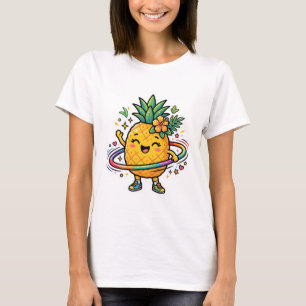 Kawaii-Ananas-Hula-Hoop-Süßer-tropischer-Aufkleber T-Shirt