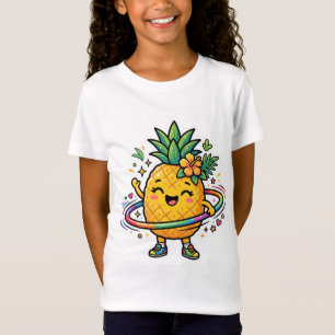 Kawaii Ananas Hula Hoop Süßer Tropischer Aufkleber T-Shirt