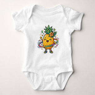 Kawaii-Ananas-Hula-Hoop-Süßer-tropischer-Sticker Baby Strampler