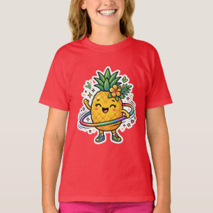 Kawaii-Ananas-Hula-Hoop-Süßer-tropischer-Sticker T-Shirt