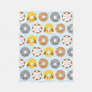Kawaii Animal Donuts Fleecedecke