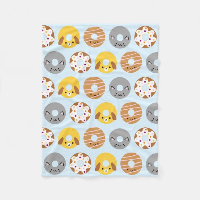 Kawaii Animal Donuts Fleecedecke (Vorderseite)