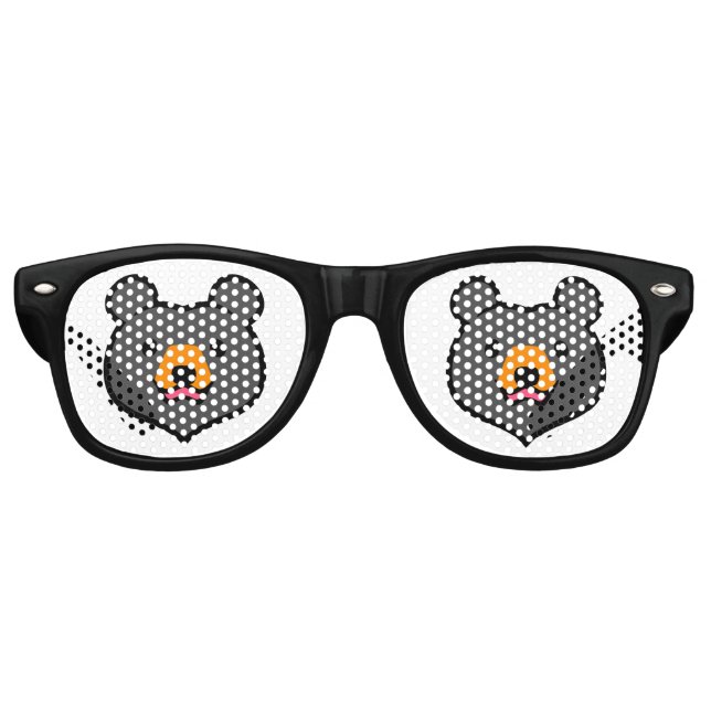Kawaii Animal Lover Cartoon Black Bear Partybrille (Vorderseite)