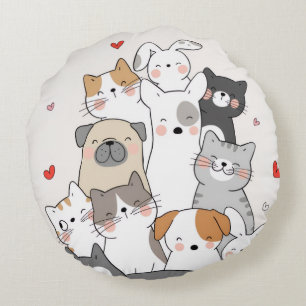 Kawaii Animal Lover Wohngestaltung Rundkissen Rundes Kissen