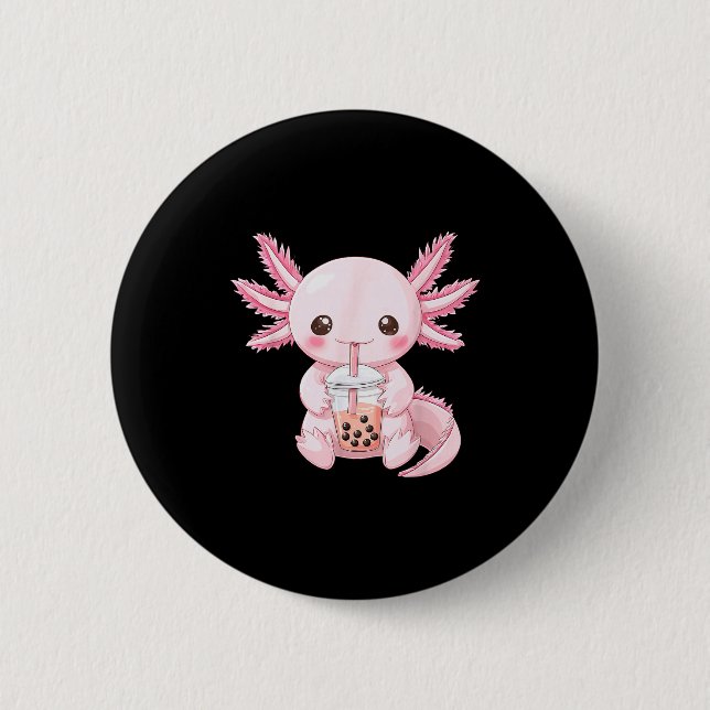 Kawaii Anime Axolotl Boba  Button (Vorderseite)