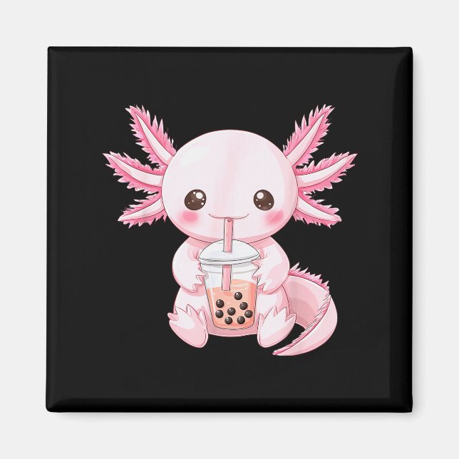 Kawaii Anime Axolotl Boba  Magnet (Vorne)