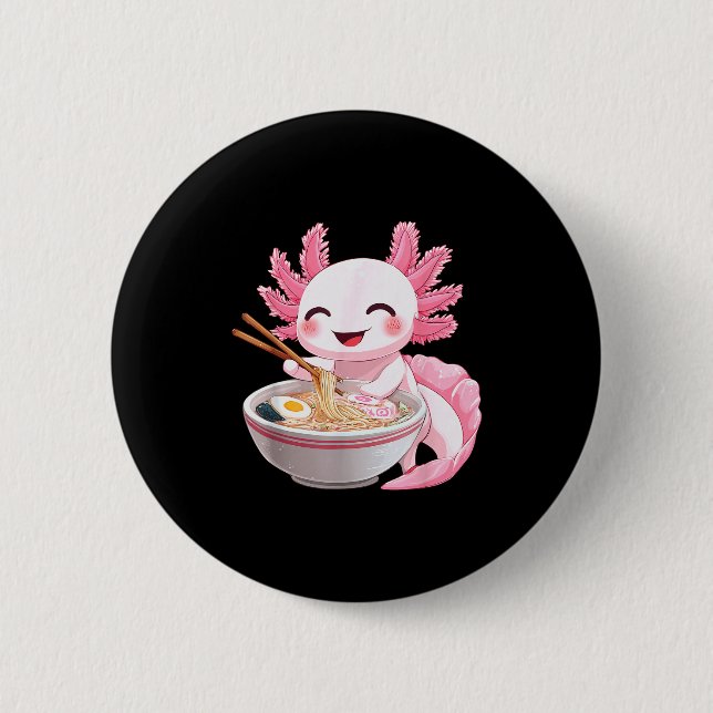 Kawaii Anime Axolotl Ramen  Button (Vorderseite)