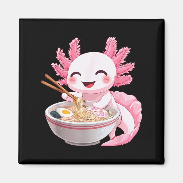 Kawaii Anime Axolotl Ramen  Magnet (Vorne)