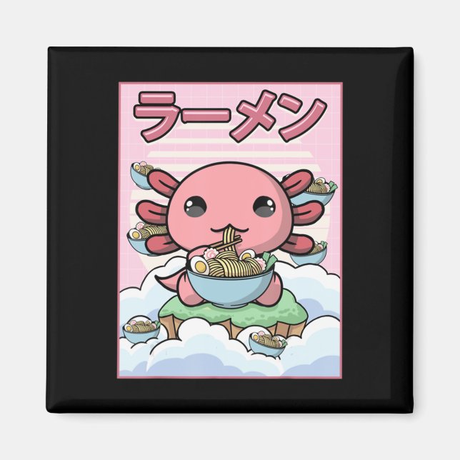 Kawaii Anime Axolotl Ramen Noodle Women Men Boys G Magnet (Vorne)