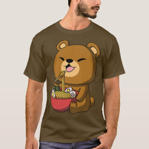 Kawaii Anime Bear Asian Noodles Japanisches Ramen  T-Shirt